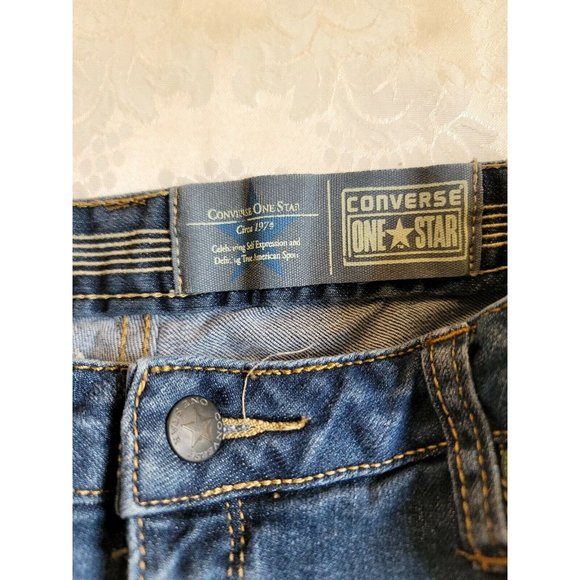 Converse One Star Blue Denim Jeans Size 12 Bootcut  Med Wash slight Distress - Picture 9 of 12